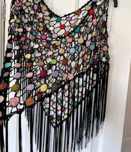 Multi Color Pancho Crochet Top