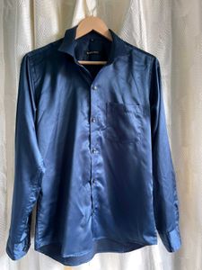 Navy Blue Satin Shirt