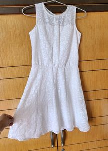 A-line Knee Length White Dress