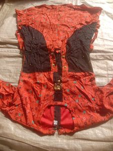 Coral & Black Floral Top