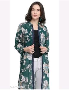 Dark Green Floral Print Shrug