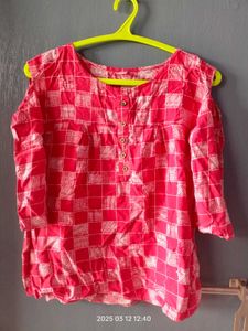 Red Cold Shoulder Top