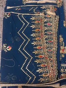 Elegant Blue Embroidered Suit