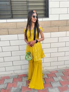 Gorgeous Yellow Sharara Set