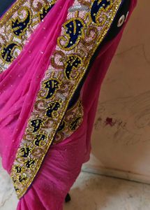 Gorgeous Pink Embellished Saree