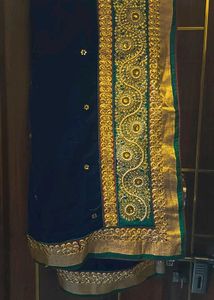 Elegant Blue Embroidered Saree