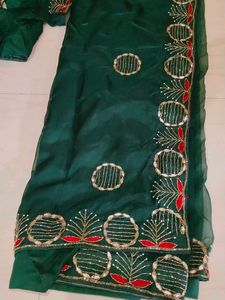 Hand Work Festive And Wedding Wear Saree With Blou