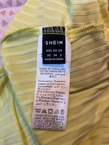 Shein Yellow Ribbed Cropped Tank