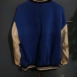 💙🤍Blue Embroidered Varsity Jacket
