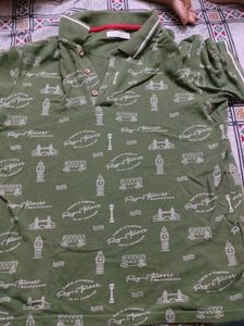Olive Green London Print Polo Shirt