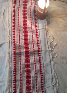 Beautiful White Saree With Red Border