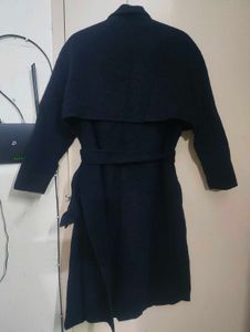 Elegant Navy Overlapping Trench Coat