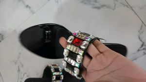 Sparkly Embellished Black Sandals