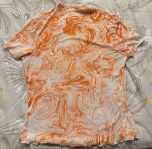 Orange Abstract Print Top