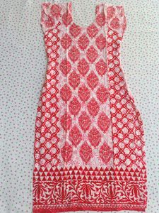 Red &amp; White Printed Kurta L Size
