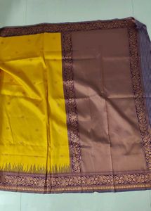 Yellow & Brown Ethnic Saree