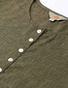 Anouk Women Olive Green Straight Kurta With The
