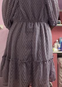 Lavender Dobby Pattern A-Line Dress