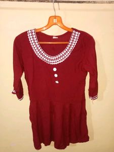 Red Embroidered Top