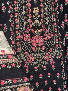 Charcoal Black &amp; Pink Printed Kurta