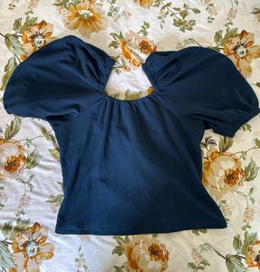 Blue Puffy Sleeves Top