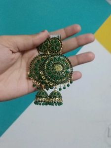 Green Jhumka Earrings