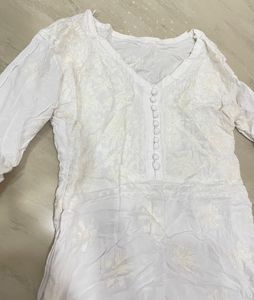 White Chikankari Long Kurta
