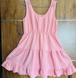 Pink Colour Tiered One Pice