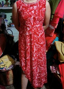 Bodcon Red One Sided Long Dress