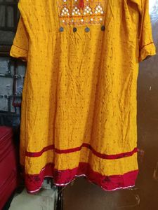Yellow Embroidered Kurti
