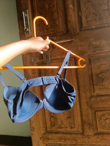 Dark Blue Net Push Up Bra