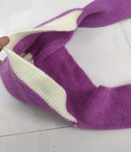 Purple Women Strip Knitted Woolen Cap Muffler