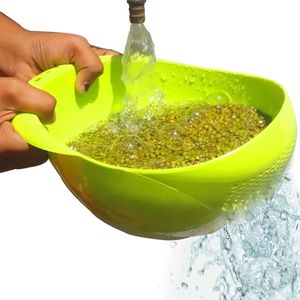 2 Pcs-Virgin Rice Bowl Durable Plastic Strainer ,Water Strainer | Vegetable &amp; Fruits Washing Bowl