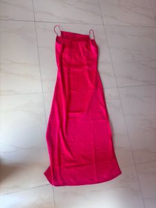 Hot Pink Satin Maxi Dress