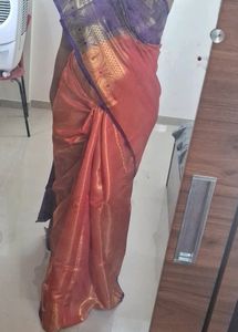 Red SAREE with Blue Pallu