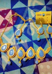 Grey Stone Necklace & Earring Set