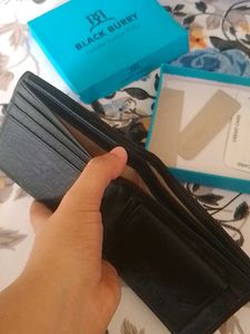 Black Burry Genuine Leather Wallet For Men