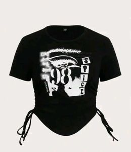 Graphic Black and White Crop Top