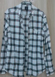 White Plaid Button-Down Shirt