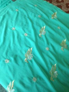 Mint Green &amp; Gold Embroidered Saree