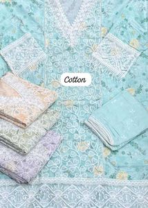Elegant Cotton Embroidered Suit