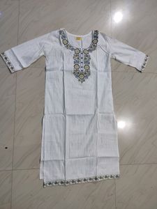 White Kurti & Gray Dupatta