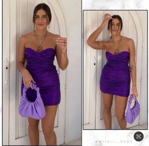 Zara Lilac Strapless Draped Mini Dress