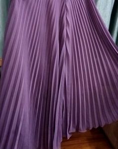 Purple Pleated Midi Skirt