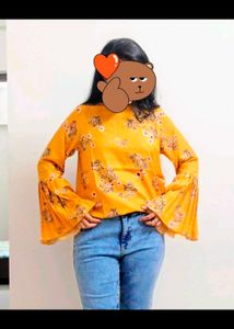 Floral Print Bell Sleeve Top