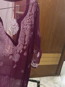 Purple Chikankari Kurti