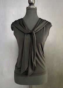 Olive Green Tie-Front Top