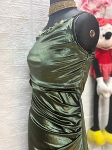 Green Draped Evening Dress
