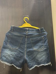 Denim Fringe Shorts