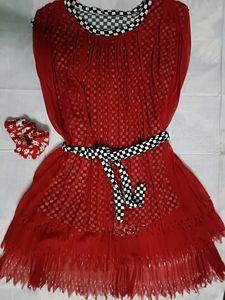 A Cute Red Sleeveless Tunic Top🌹